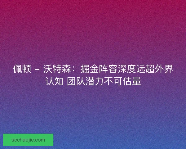 佩顿 - 沃特森：掘金阵容深度远超外界认知 团队潜力不可估量